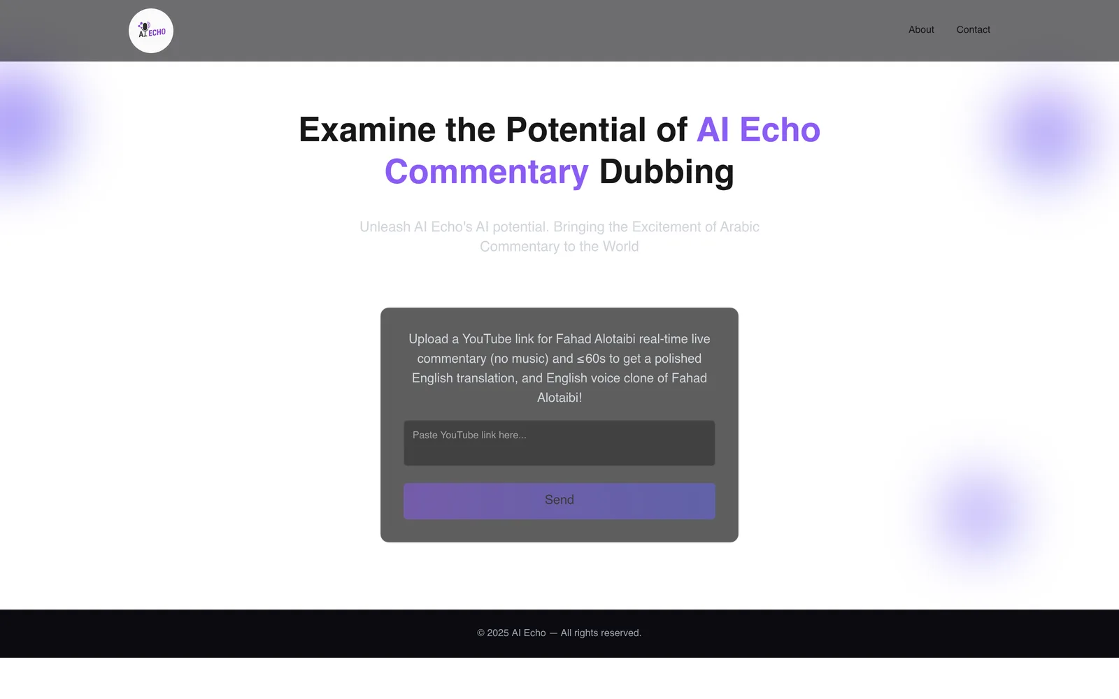 Screenshot of AI-Echo — Real-Time Sports Dubbing